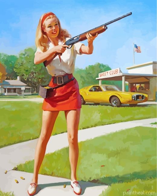 Girl With Shotgun Painting By Numbers Kits