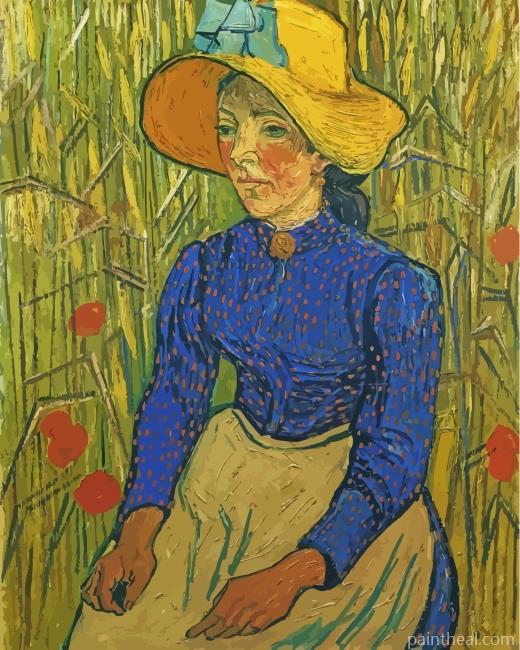Young Peasant Woman With Straw Hat Painting By Numbers Kits