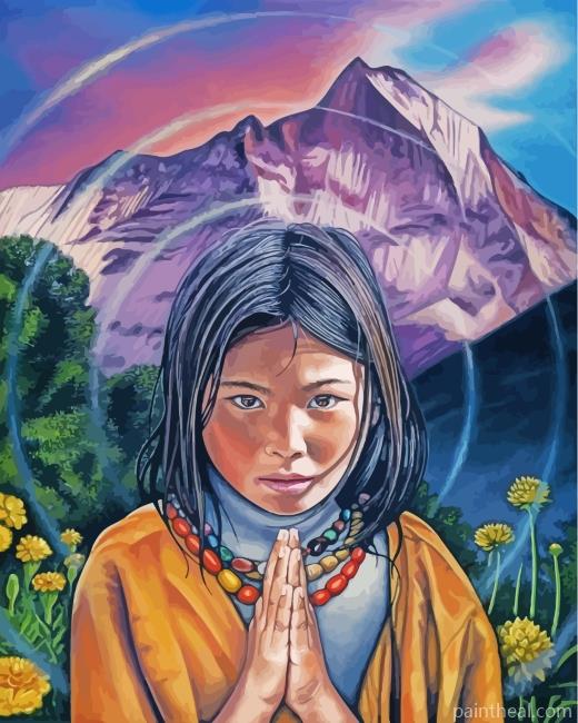 Aesthetic Tibetan Girl Painting By Numbers Kits