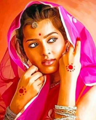 Beautiful Indian Woman Painting By Numbers Kits
