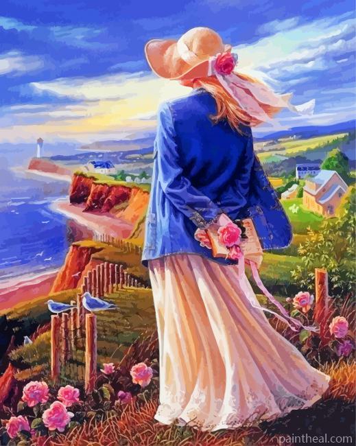 Woman Looking To Sea Painting By Numbers Kits