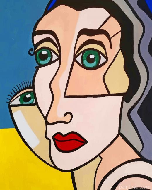 Cubism Woman Face Art Painting By Numbers Kits