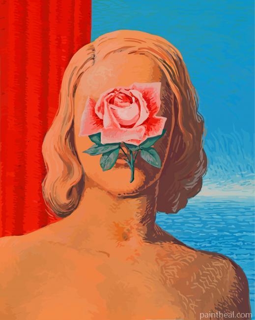Woman Face Covered By A Rose Painting By Numbers Kits