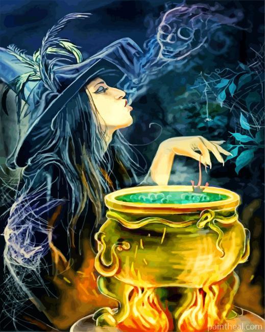 Witch Doing Black Magic Painting By Numbers Kits