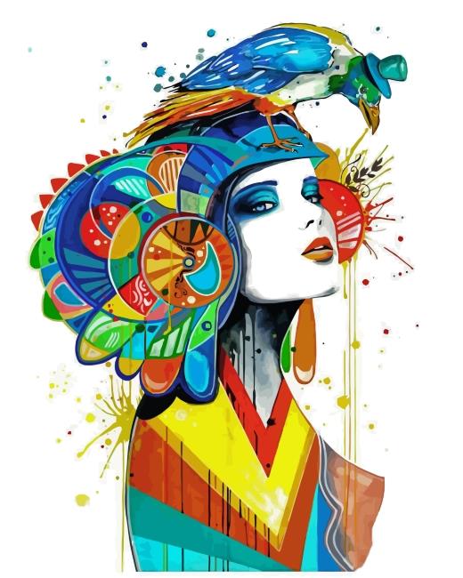 Woman And Bird Painting By Numbers Kits