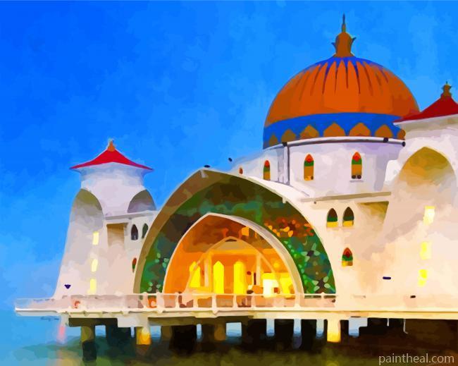 Malaysia Maleka Straits Mosque Painting By Numbers Kits
