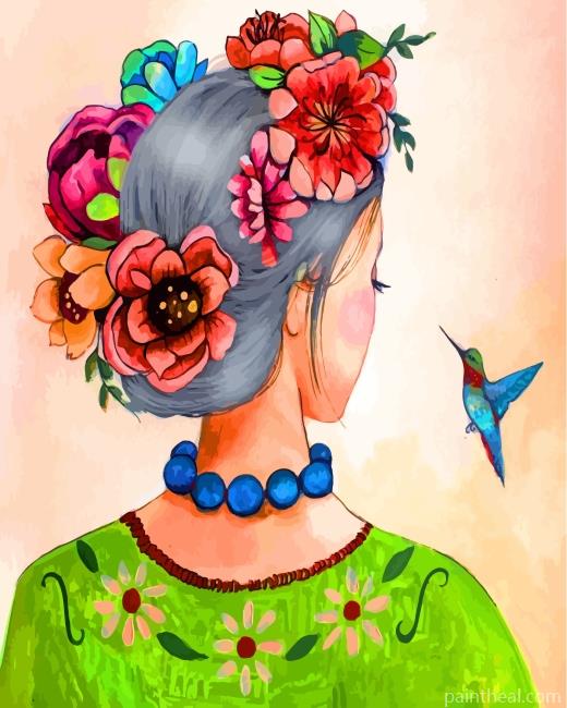 Woman And Flowers Crown Painting By Numbers Kits