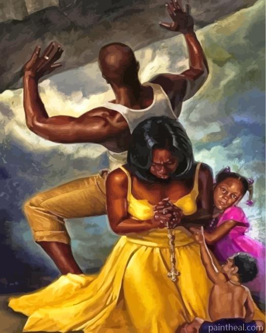 Man Protectinng His Family Painting By Numbers Kits