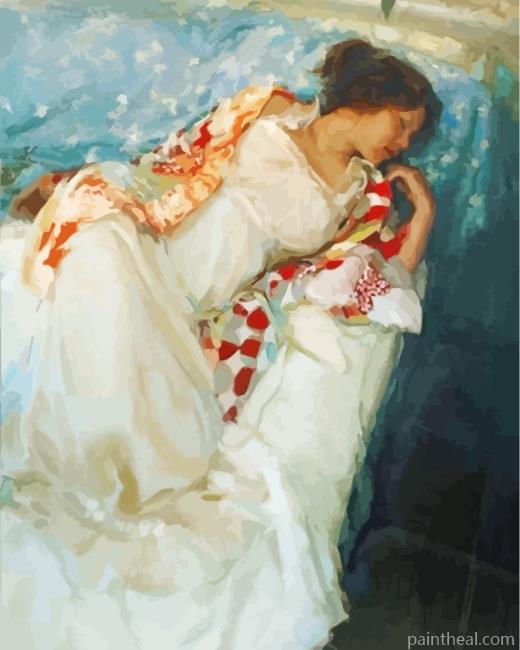 Vintage Lady Sleeping Painting By Numbers Kits
