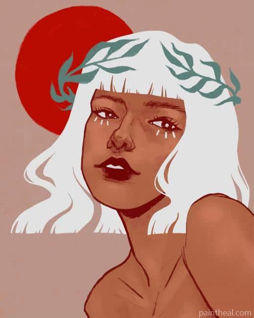 Girl With Short White Hair Illustration Painting By Numbers Kits