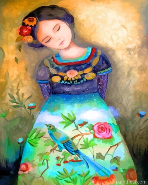 Girl In Floral Dress Painting By Numbers Kits