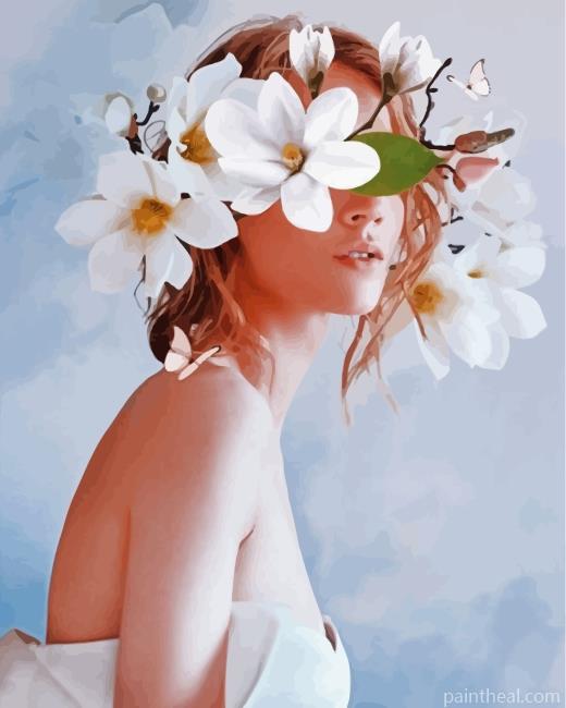 Aesthetic Floral Lady Painting By Numbers Kits