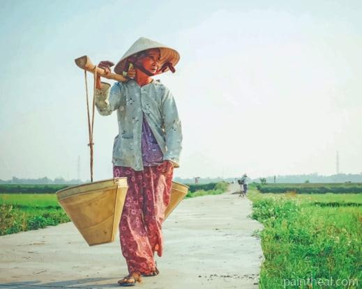 Asian Old Woman Painting By Numbers Kits