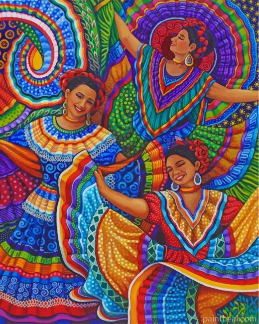Mexican Folk Dancers Painting By Numbers Kits