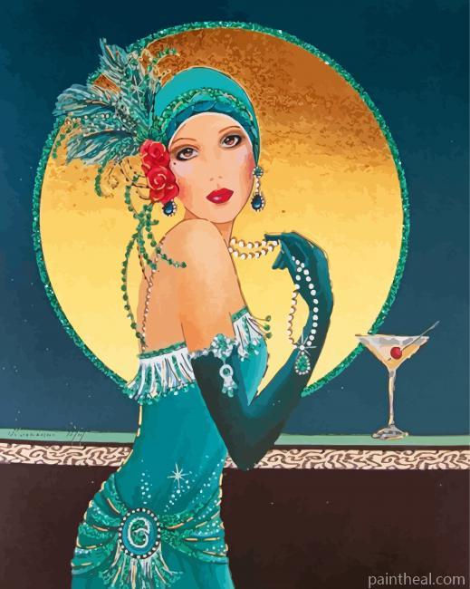 Deco Lady Wearing Green Painting By Numbers Kits