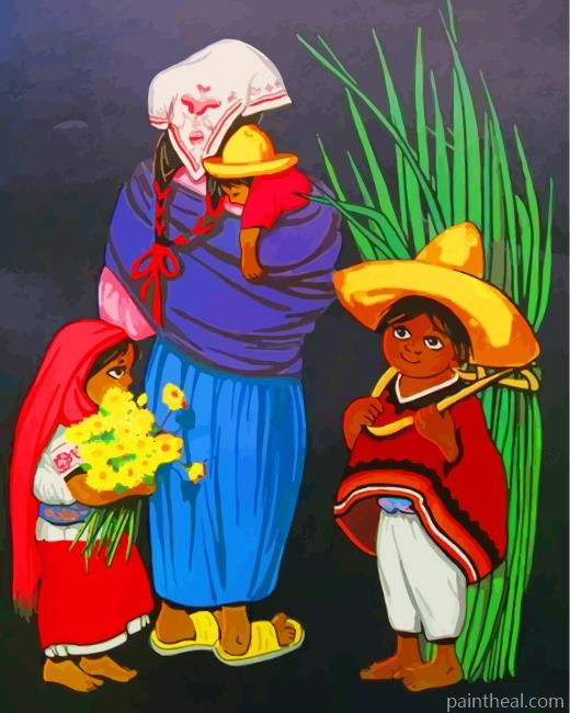 Mexican Family Painting By Numbers Kits