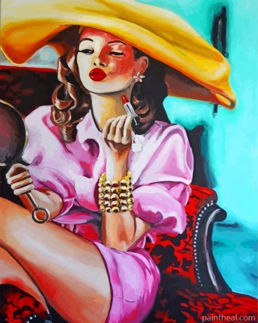 Classy lady Wearing Lipstick Painting By Numbers Kits