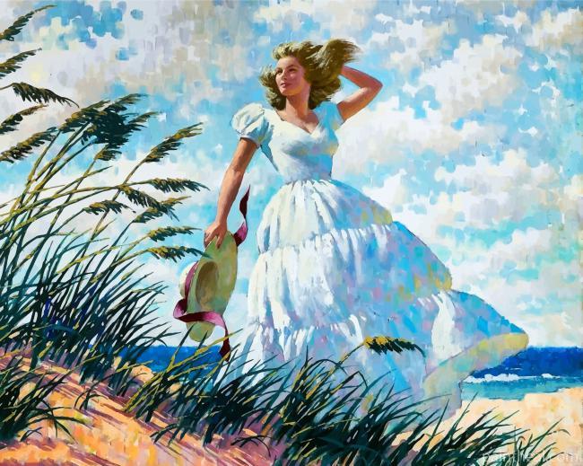 Woman In White Dress Painting By Numbers Kits
