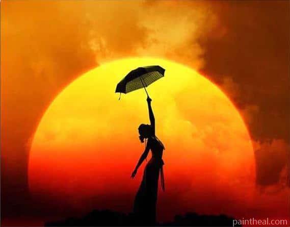 Lady Holding Umbrella Silhouette Painting By Numbers Kits