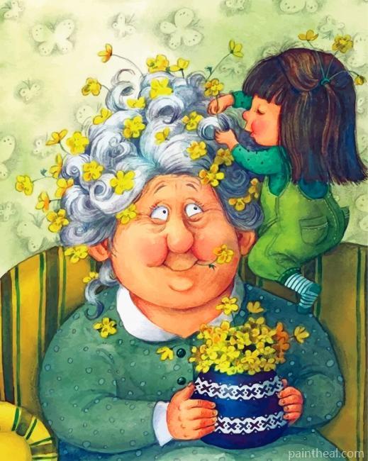 Grandma And Kid Painting By Numbers Kits