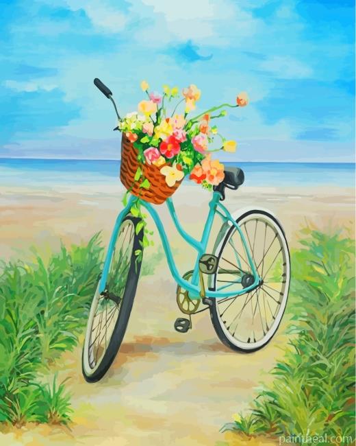 Blue Bike And Flowers Painting By Numbers Kits