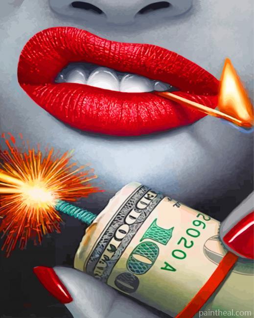 Red Lips Painting By Numbers Kits