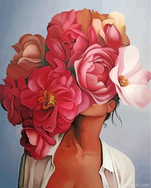Pink Floral Woman Painting By Numbers Kits