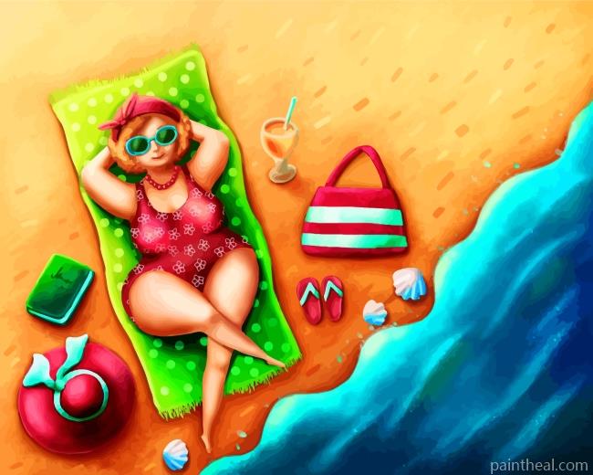 Fat Lady In Beach Painting By Numbers Kits