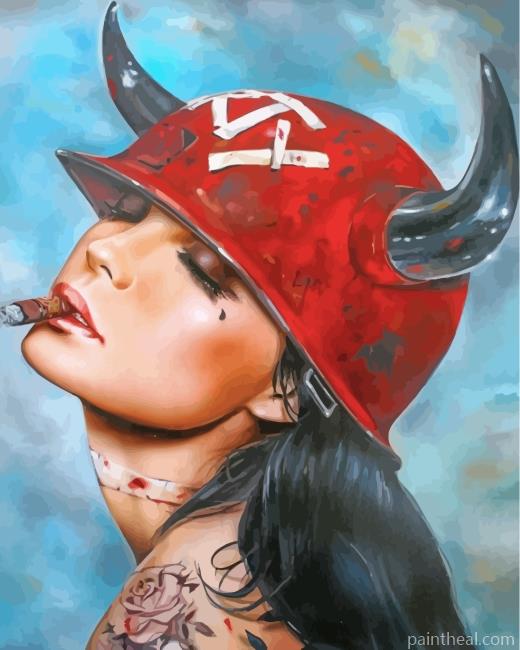 Tattooed Girl Smoking Painting By Numbers Kits