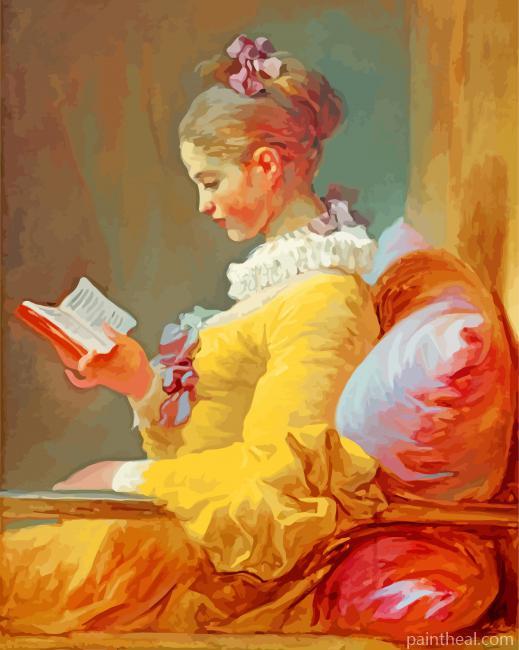 Young Girl Reading Painting By Numbers Kits