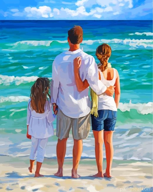 Family On The Beach Painting By Numbers Kits