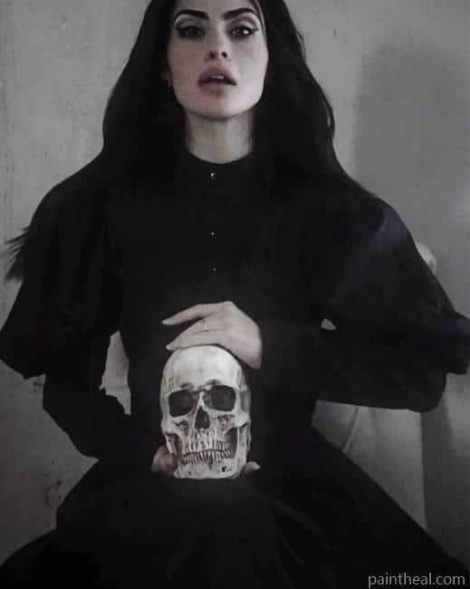 Gothic Girl Carrying A Skull NEW Painting By Numbers Kits