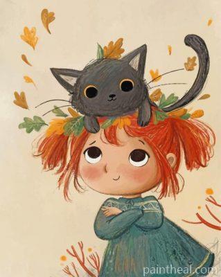 Little Girl And Cat Painting By Numbers Kits
