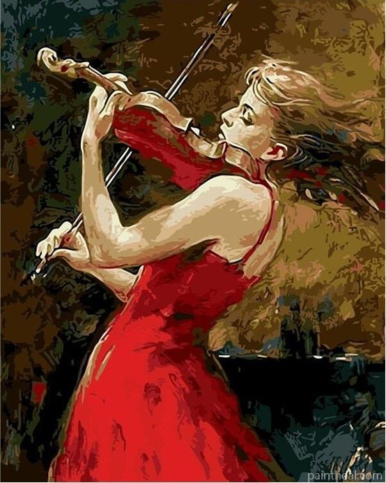 Girl Playing Violin DIY Painting By Numbers Kits