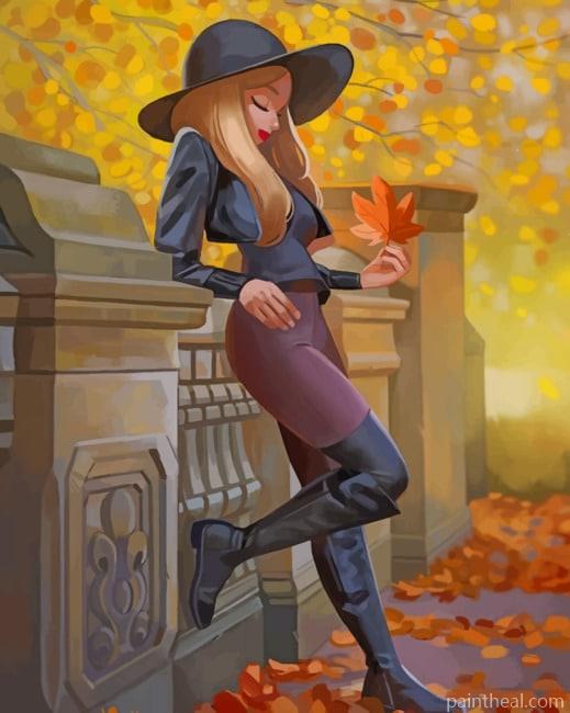 Girl Enjoying The Autumn Season NEW Painting By Numbers Kits
