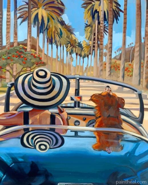 Woman Enjoying The Summer With Her Brown Dog NEW Painting By Numbers Kits