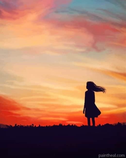 Girl Silhouette Women Painting By Numbers Kits