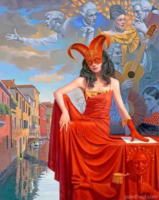 Masked Woman Painting By Numbers Kits