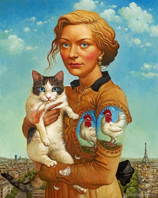 Woman Holding Her Cat Painting By Numbers Kits