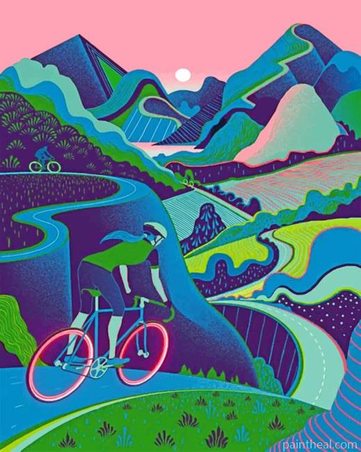 Cyclist Girl Illustration Painting By Numbers Kits