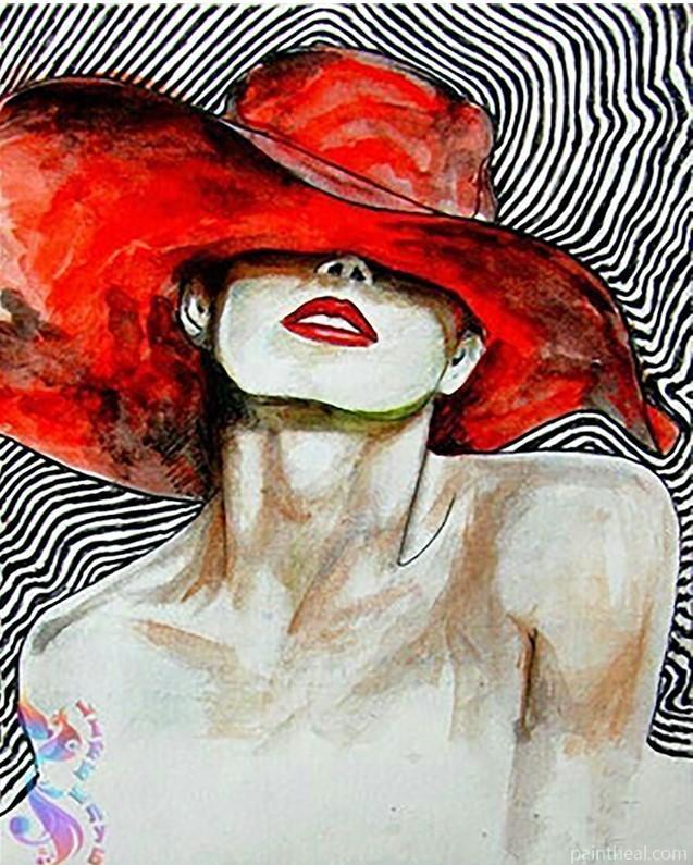 Girl with A Red Hat People Painting By Numbers Kits