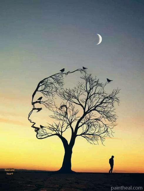 Woman Face Tree Illustration NEW Painting By Numbers Kits