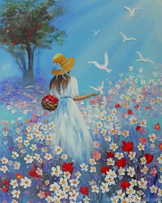 Girl In Flowers Garden Art Painting By Numbers Kits