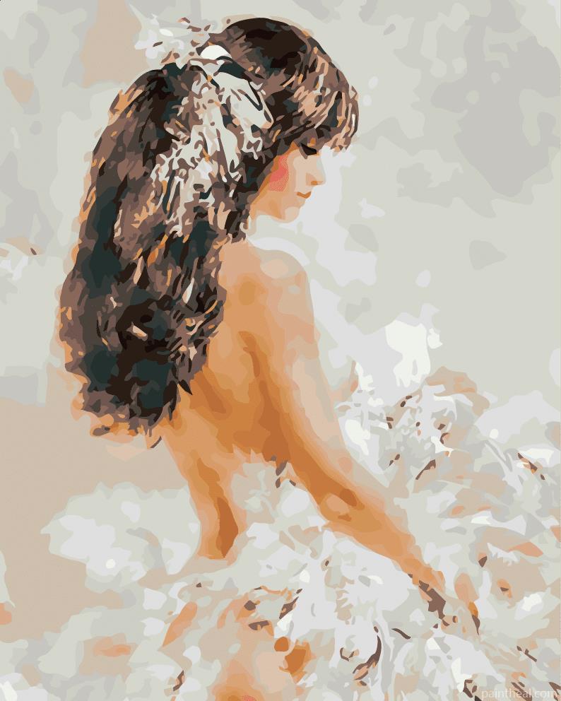 Young Woman in White People Painting By Numbers Kits