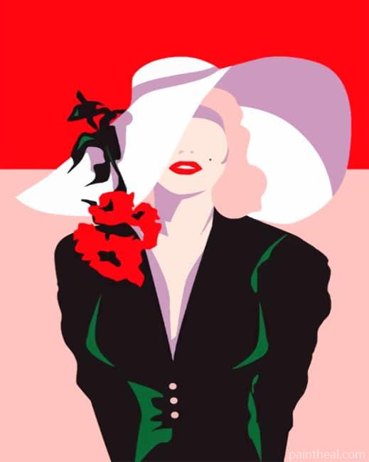 Woman Wearing A White Sunhat Illustrations Painting By Numbers Kits