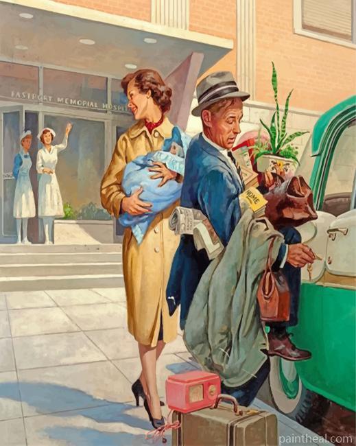 Woman Leaving The Hospital Painting By Numbers Kits