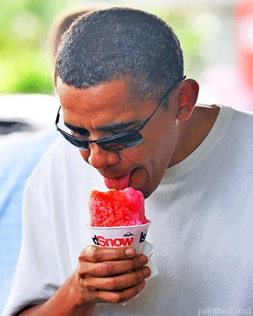Obama Eating Ice Cream Painting By Numbers Kits