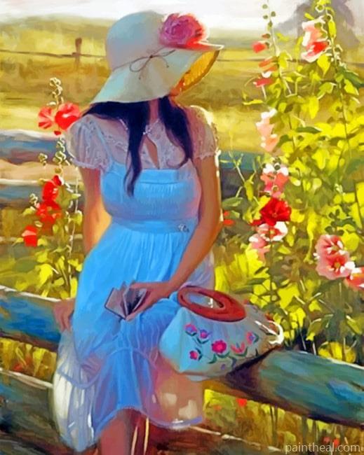 Girl Contemplating The Nature Women Painting By Numbers Kits