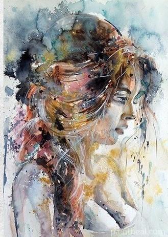Girl In Gold Abstract Painting By Numbers Kits