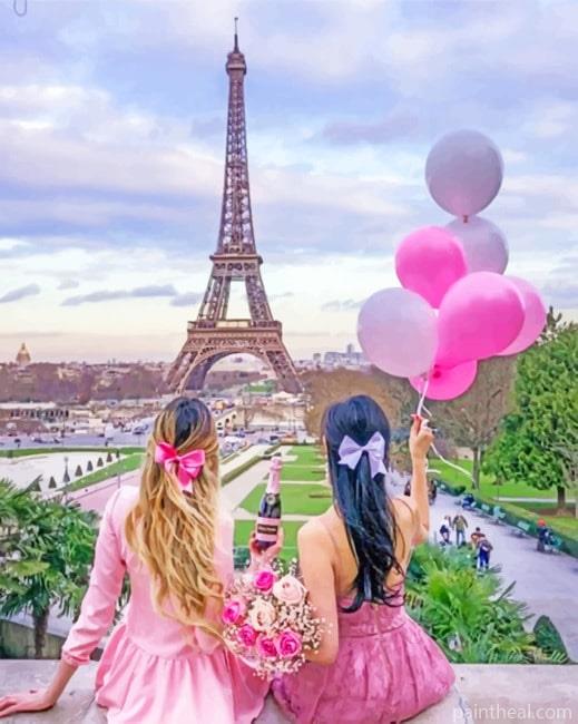 Best Friends In Paris Women Painting By Numbers Kits